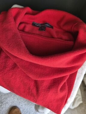 ​French Connection Cathy Cowl Neck Tunic Sweater Red Size M Side Slit Soft